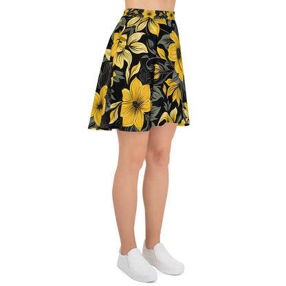 Black and Yellow Floral Skirt