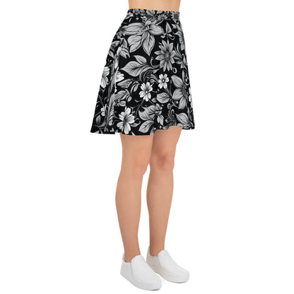 Black and White Floral Skirt