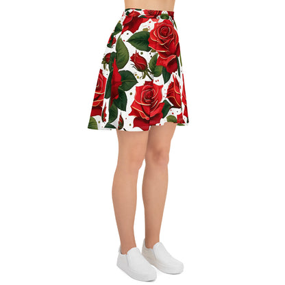 Red Roses Floral Skirt