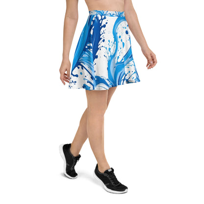 Blue Paint Splash Art Skirt