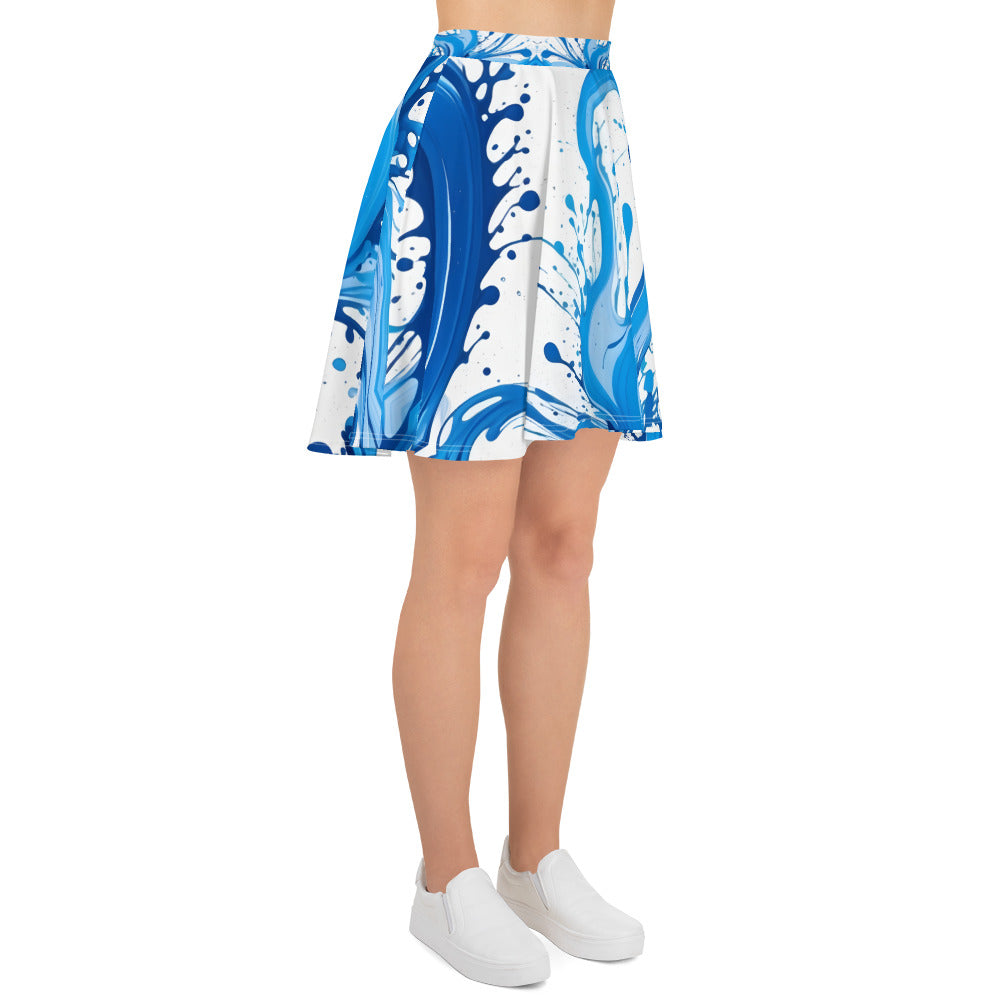 Blue Paint Splash Art Skirt