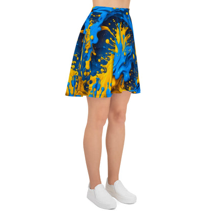 Blue and Yellow Splash Art Skirt