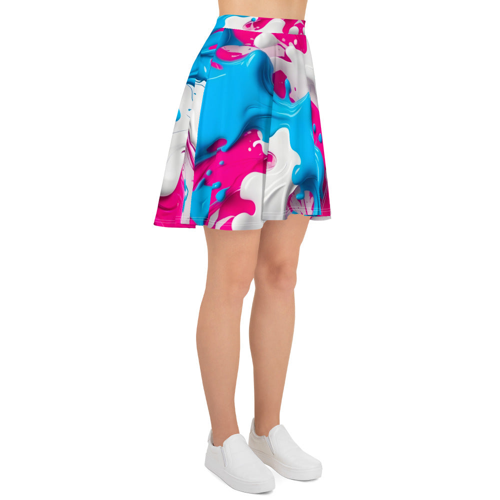 Blue and Pink Splash Art Skirt