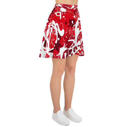 Red and White Splash Art Skirt