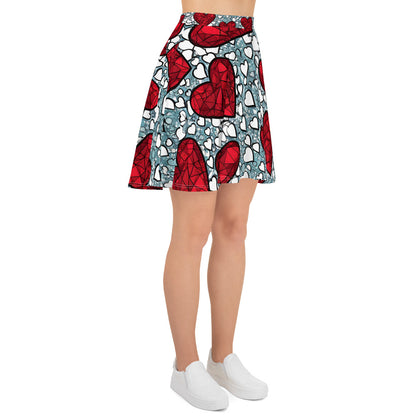 Red Hearts on White Skirt