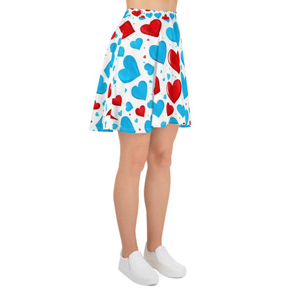 Red and Blue Hearts Cute Skirt