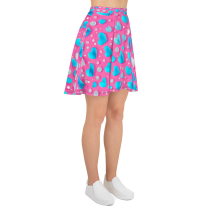 Cute Blue Hearts on Pink Skirt